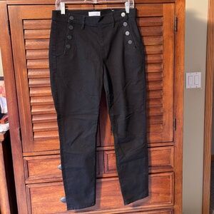 Loft Black Modern Skinny Jeans with Side Sailor Button Detail
